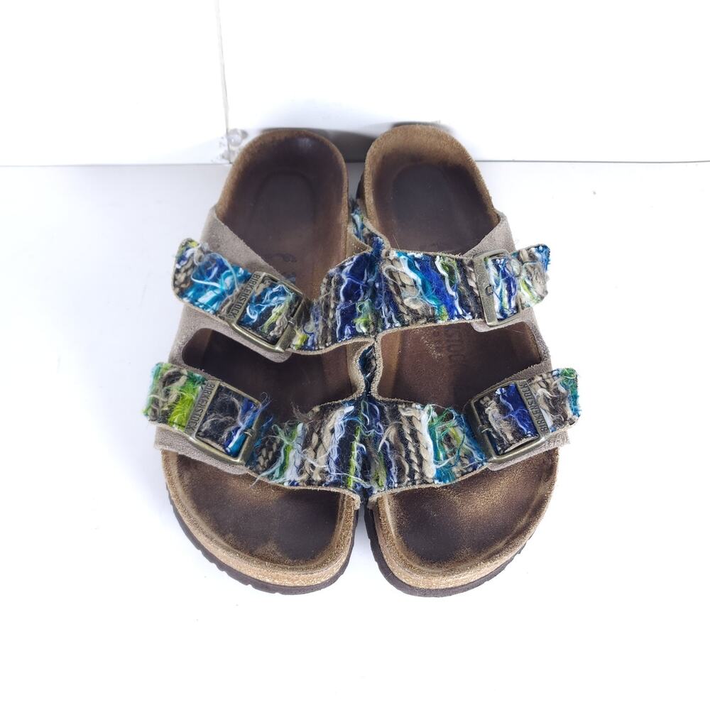 BIRKENSTOCK Women's Arizona 39 US8 Multicolor Suede Wool 2 Straps Slide Sandals - Picture 4 of 16
